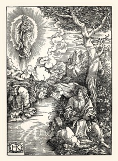 Vision of John on Patmos, Book of Revelation, by Hans von Kulmbach, 1516, facsimile of the 19th