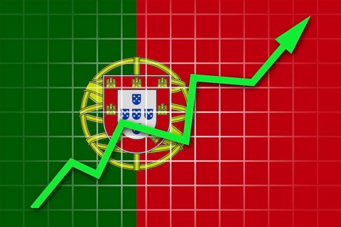 The Portuguese flag and arrow graph going up