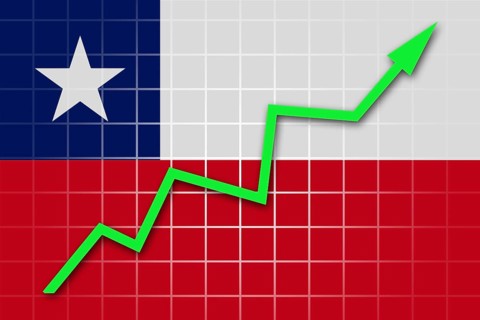 The Chile flag and arrow graph going up