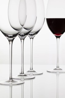 Four glasses of wine and on the white background