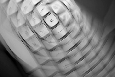 Crazy keyborad motion blurred keys as a disease metaphor