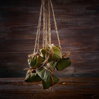 Zongzi Glutinous sticky Rice Dumplings recipe wrap with bamboo leaves asian food