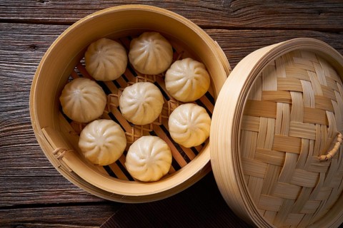 Steamed pork buns recipe in bamboo steamer asian food