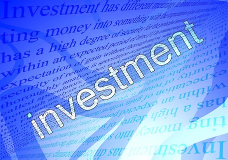 Text investment and blue background wth texts