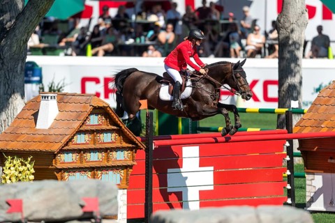 Calgary, Canada, Sept., 7, 2024. Jorne Sprehe of Germany, riding Toys competes in the BMO Nations
