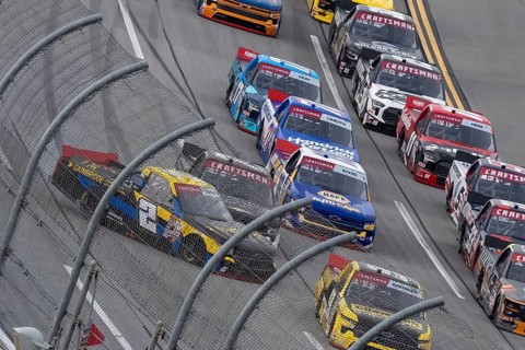 Love's RV Stop 225 driver, NICHOLAS SANCHEZ (2), brings out the caution as he wrecks during the