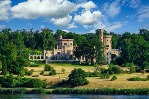 The Babelsberg Palace the summer residence of the German Emperor Wilhelm I.at blue sky