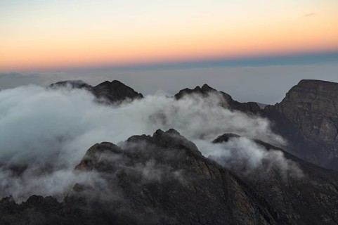 Aerial moutain view at the trail to Toubkal, the highest mountain in North Africa