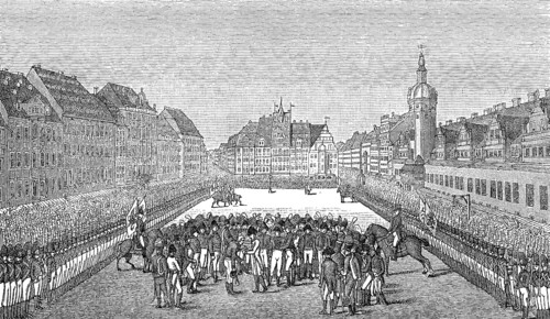 The monarchs and generals at the market place in Leipzig on 19.10.1813, Battle of the Nations,