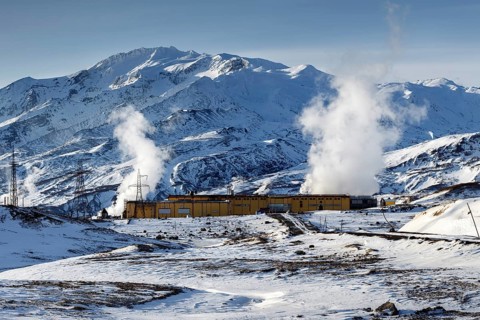 MUTNOVSKY VOLCANO, KAMCHATKA PENINSULA, RUSSIAN FAR EAST, Oct 22, 2017: Winter view on Mutnovskaya