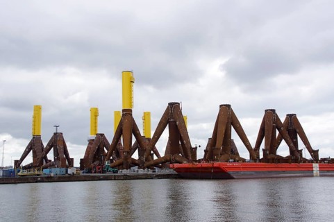 Tripods in the overseas harbour of Bremerhaven, Germany, Europe