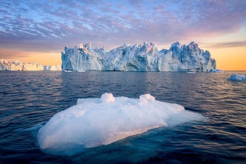 Greenland Ilulissat glaciers at fjord Disco Bay West Greenland