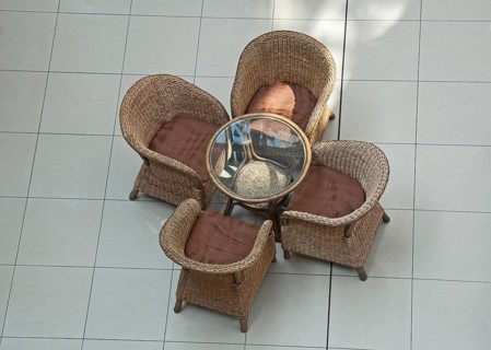 Table with four chairs in coffee place