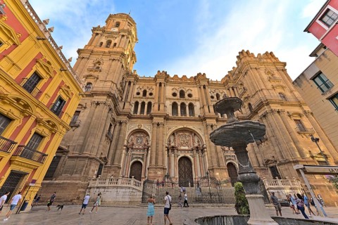Holy Cathedral Church Basilica of the Incarnation, the cathedral of Malaga pictured from the front
