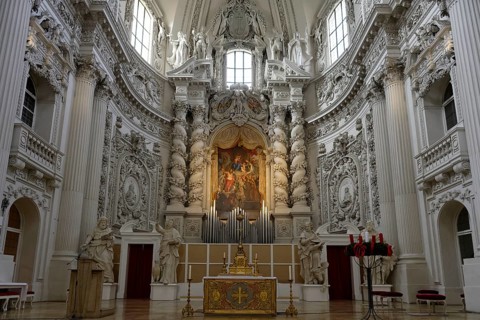 Interior view, Altar, Theatine Church, Odeonsplatz, Graggenau, Munich, Bavaria, Germany, Europe