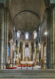 Notre-Dame Basilica is a Romanesque Auvergnat church located in Orcival, France, Europe