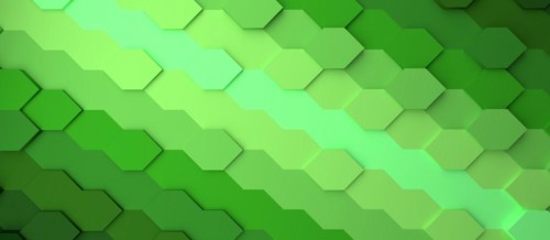 Abstract gradient green honeycomb background, 3d rendering