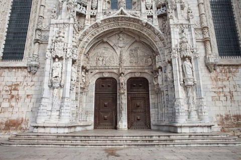 South Portal to Jeronimos Monastery in Lisbon, Portugal, Europe