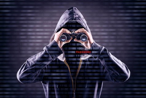 faceless person is looking for a password