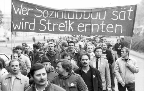 The DGB's call in 1982 against unemployment and social cuts was followed by about 50, 000 workers