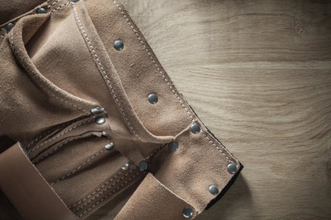 Leather tool belt Wooden board