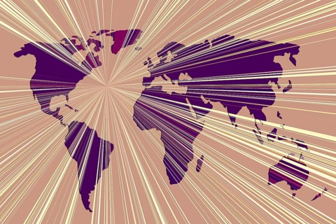 World map design. Earth with continents. Map of europe and america, Asia and Australia. Flat Earth