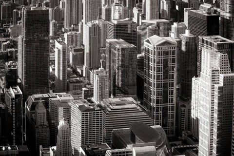 Chicago skyscrapers late in the afternoon