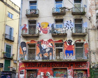 Naples Campania Italy. Social Center building occupied by leftists protestants