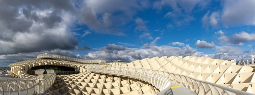 Seville, Spain - 10 January, 2021: sightseeing walk on top of the Metopol Parasol in Seville