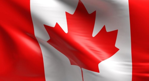 Flag of Canada using as background, 3d rendering