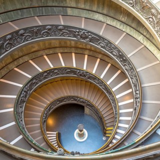 ROME, ITALY - CIRCA SEPTEMBER 2020: the famous spiral staircase with double helix. Vatican Museum,