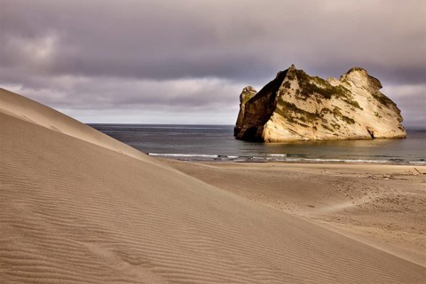 Farewell Spit New Zealand beach Rock haystacks