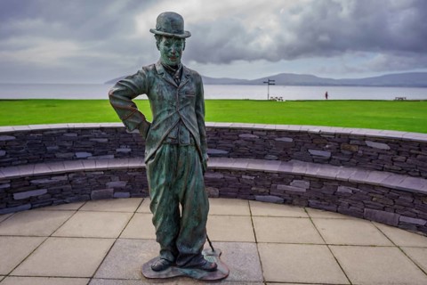 Statue of Charlie Chaplin County Kerry, Waterville, Ireland, United Kingdom, Europe
