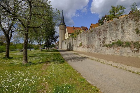Historic town centre of Karlstadt, Main-Spessart district, Lower Franconia, Bavaria, Germany,