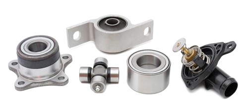 Some auto spare parts against white background