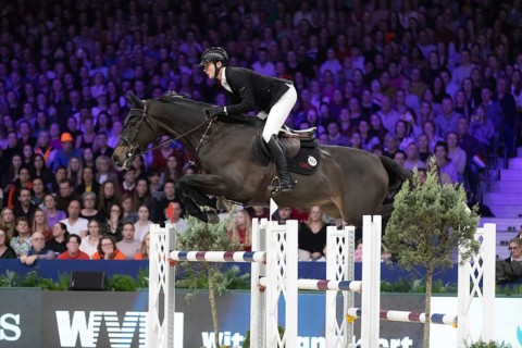 Michael Duffy of Ireland competes in 1.60m FEI Jumping World Cup at Jumping Amsterdam in Amsterdam,