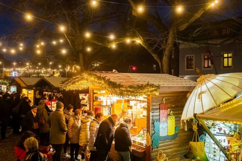 Christmas market on the village green Altkötzschenbroda Radebeul, Saxony, Germany, Europe