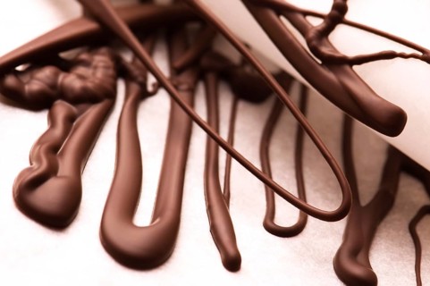 Chocolate traces on a white paper, lodz, poland