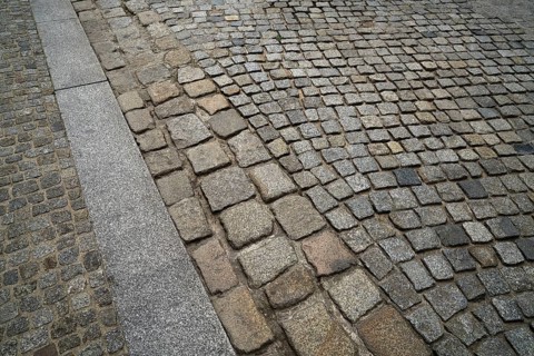 Granite cobblestone pavement in Germany street outdoor