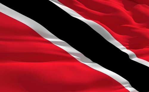 Fluttering flag of Trinidad and Tobago on the wind