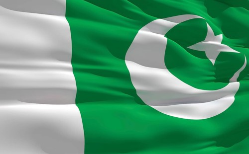 Fluttering flag of Pakistan on the wind