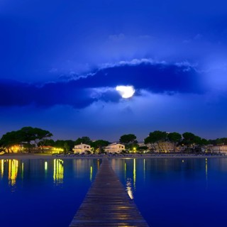 Majorca Muro beach sunrise in Alcudia Bay Mallorca at Balearic Islands of Spain