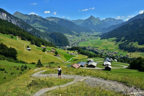 View of Au and Schoppernau in the Bregenzerwald, Vorarlberg, Austria, View of Au and Schoppernau in