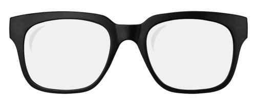 Isolated Retro Black Thick Framed Glasses On A White Background