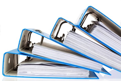 File folders with documents and papers. Storage of contracts. Austria
