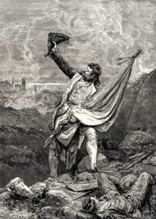 Lord Cochrane recovering the Spanish flag at the Siege of Roses, Catalonia, Spain, 1808, Europe