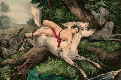 Scene from Mazeppa, a narrative poem written by Lord Byron in 1819, digital edited