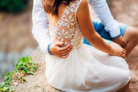 Newlyweds hug each other in Montenegro. Wedding in Montenegro