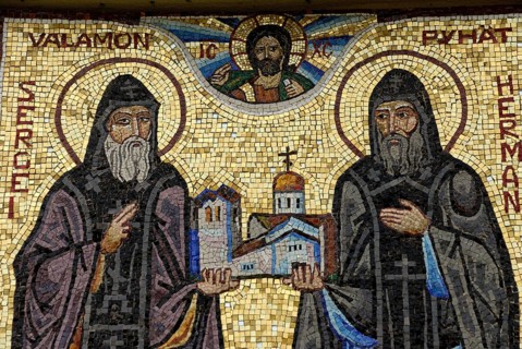 Mosaic at the Valamo Monastery Church, Uusi-Valamo, Finland, Europe