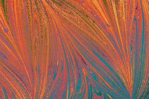 Beautiful abstract art of Ebru marbling painting techniques on water with acrylic paints